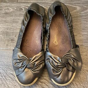 Sudini Dark Brown Knotted Ballet Flats